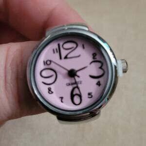 Pink and silver watch ring